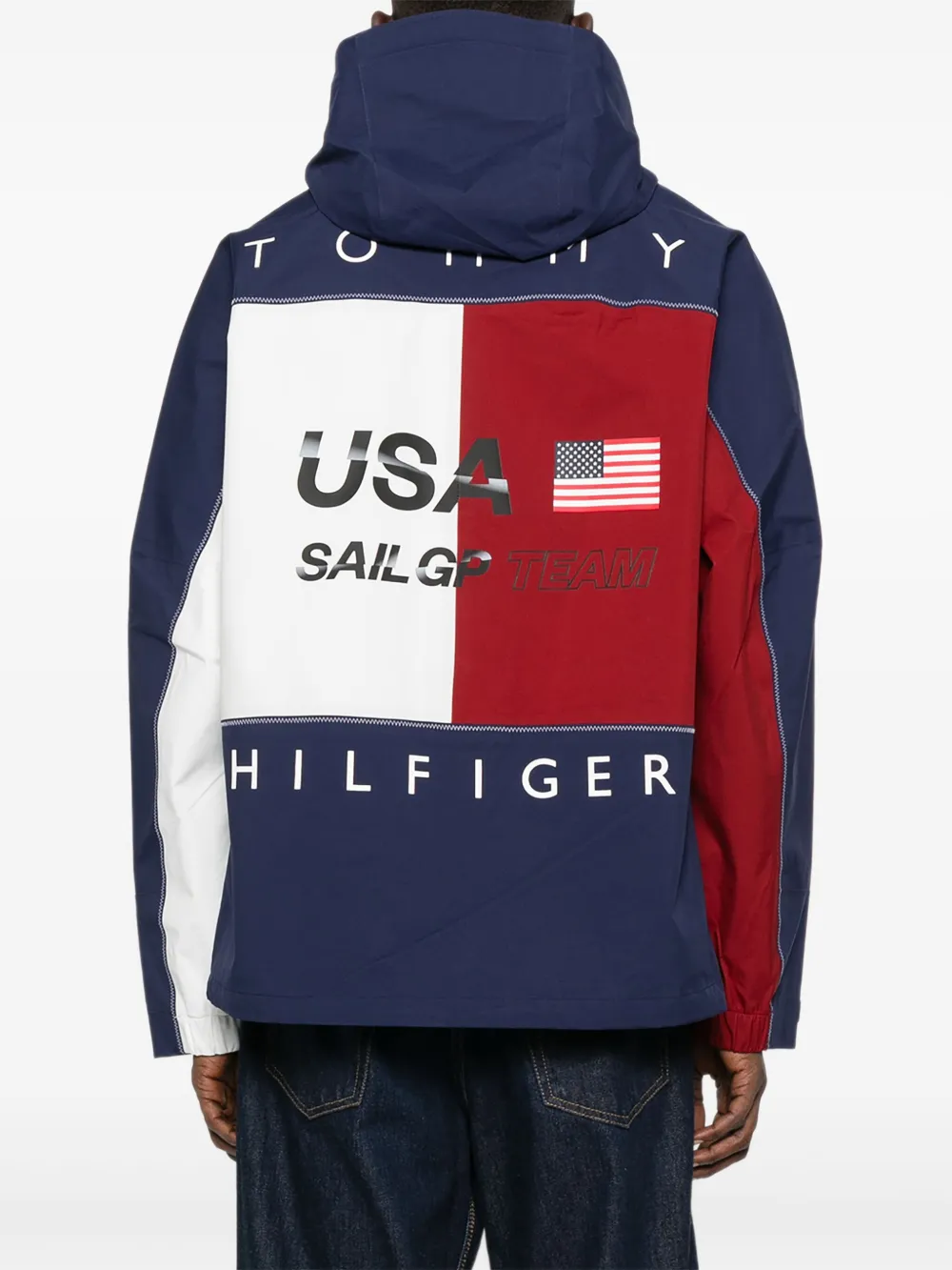 Tommy Hilfiger x Sail GP Sufa25 jack met colourblocking en capuchon Blauw