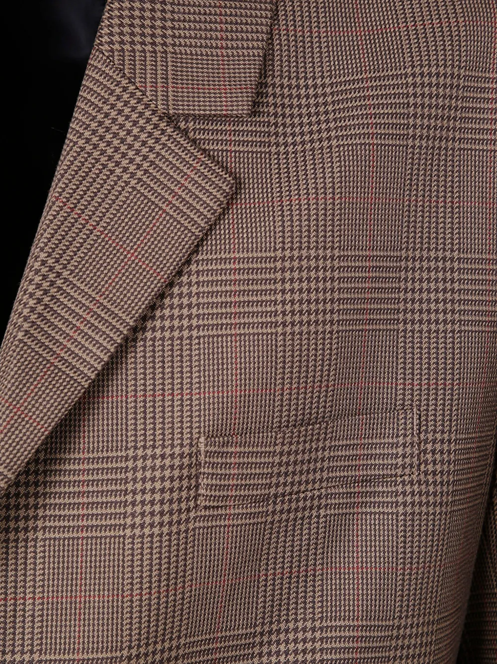 Les Deux Checked Wool Blazer In Brown