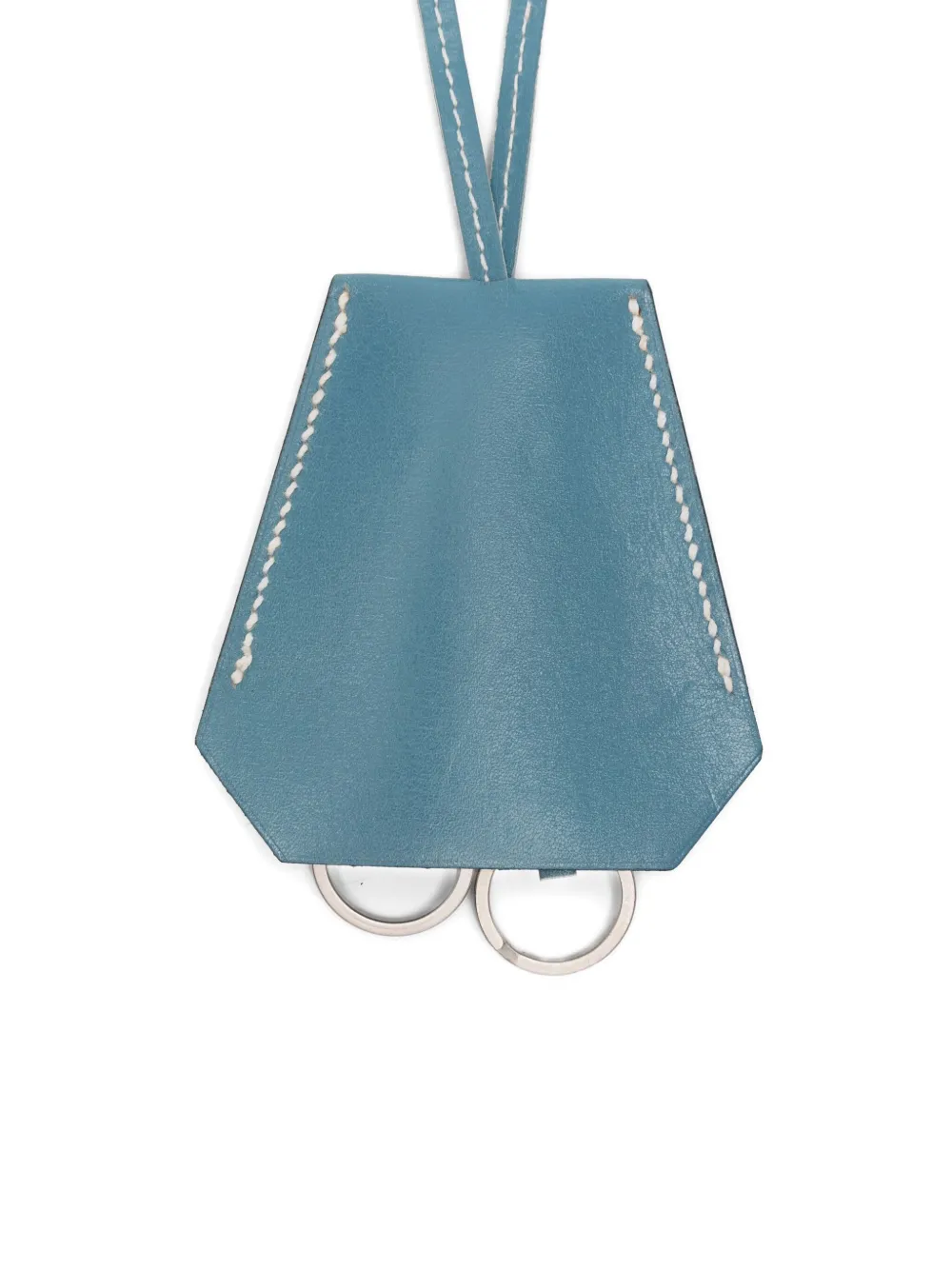 Pre-owned Hermes Leather Keyring Necklace In Blue