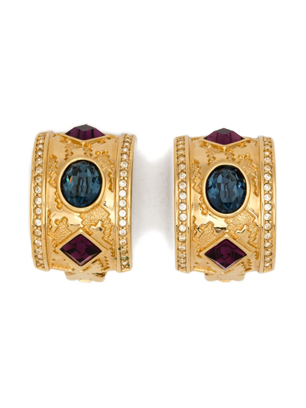 Christian Dior Pre-Owned 1980s geometric multi-stone earrings - Christian Dior Pre-Owned 1980s geometric multi-stone earrings -