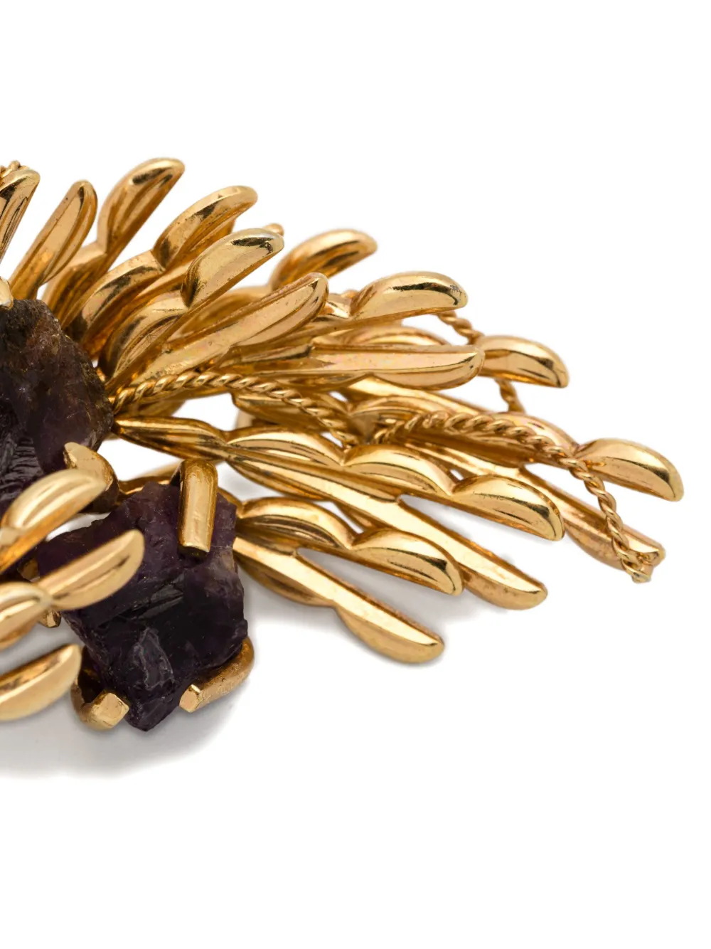 Pre-owned Dior 1964 Amethyst-embellished Brooch In Gold