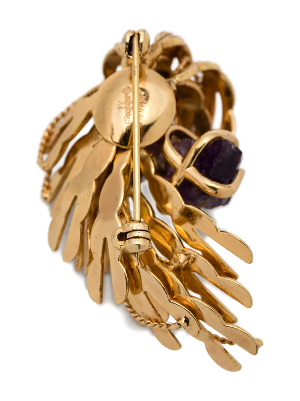 Pre-owned Dior 1964 Amethyst-embellished Brooch In Gold