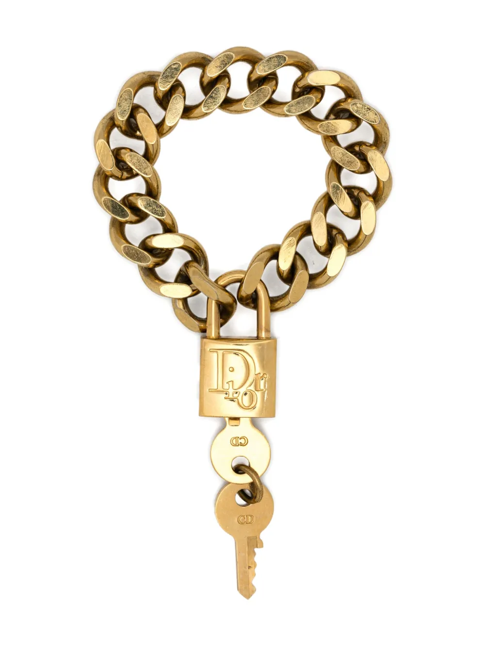 Christian Dior Pre-Owned 2000s Lock chain bracelet - ゴールドトーン Christian Dior Pre-Owned 2000s Lock chain bracelet - ゴールドトーン