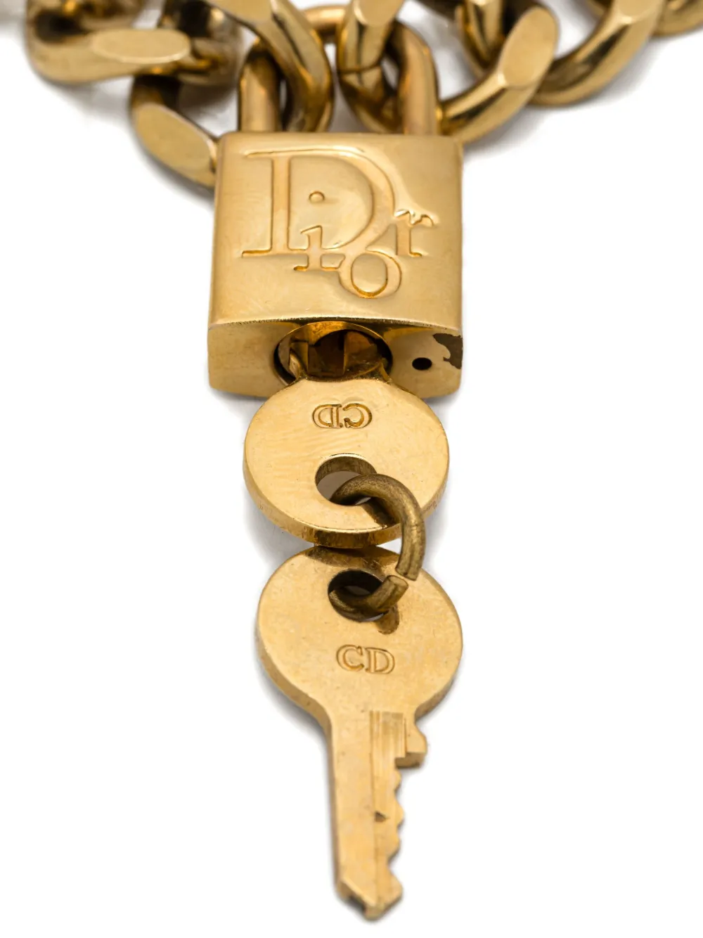 Pre-owned Dior 2000s Lock Chain Bracelet In Gold