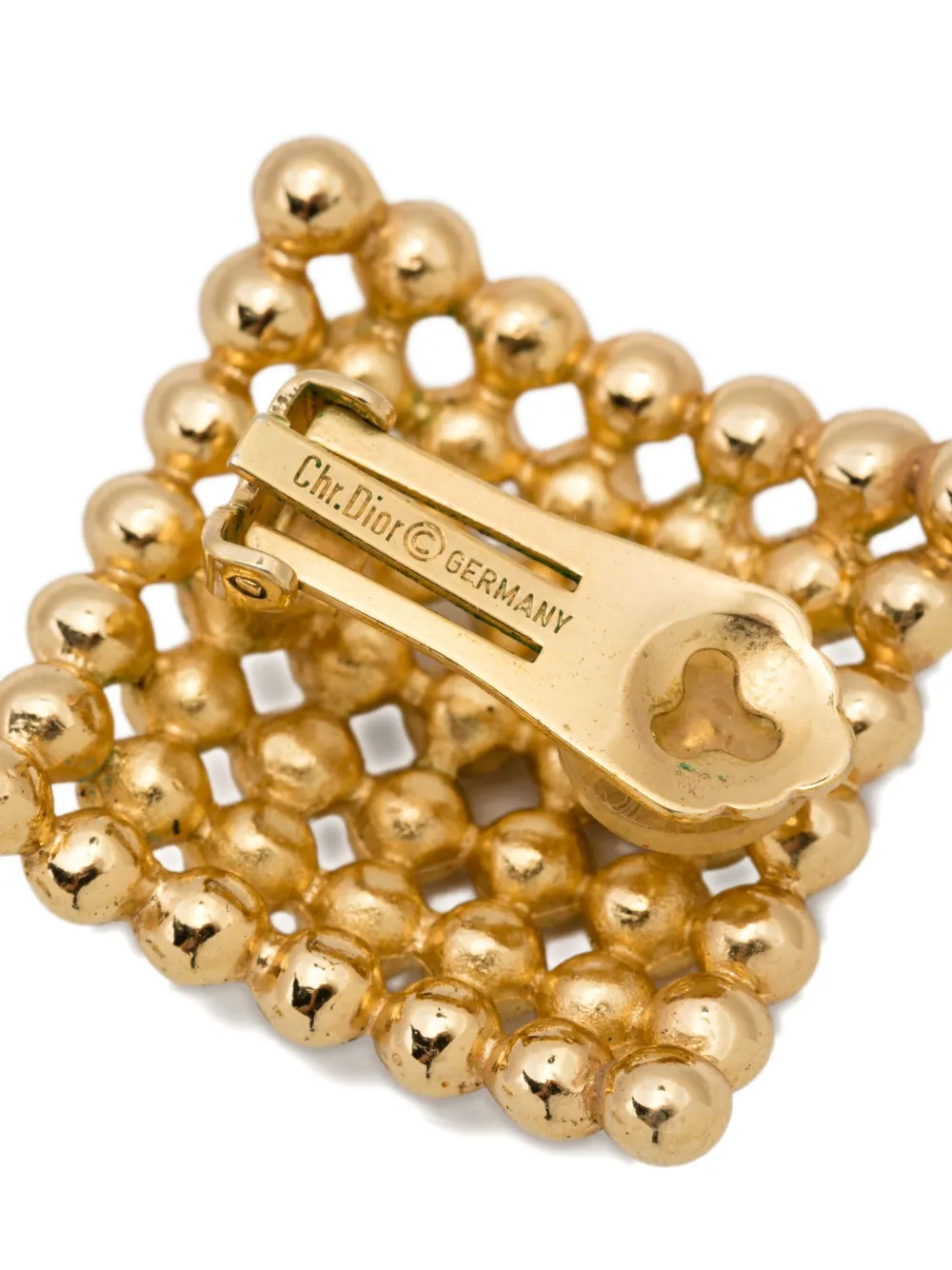 Pre-owned Dior 1990s Beaded Earrings In Gold