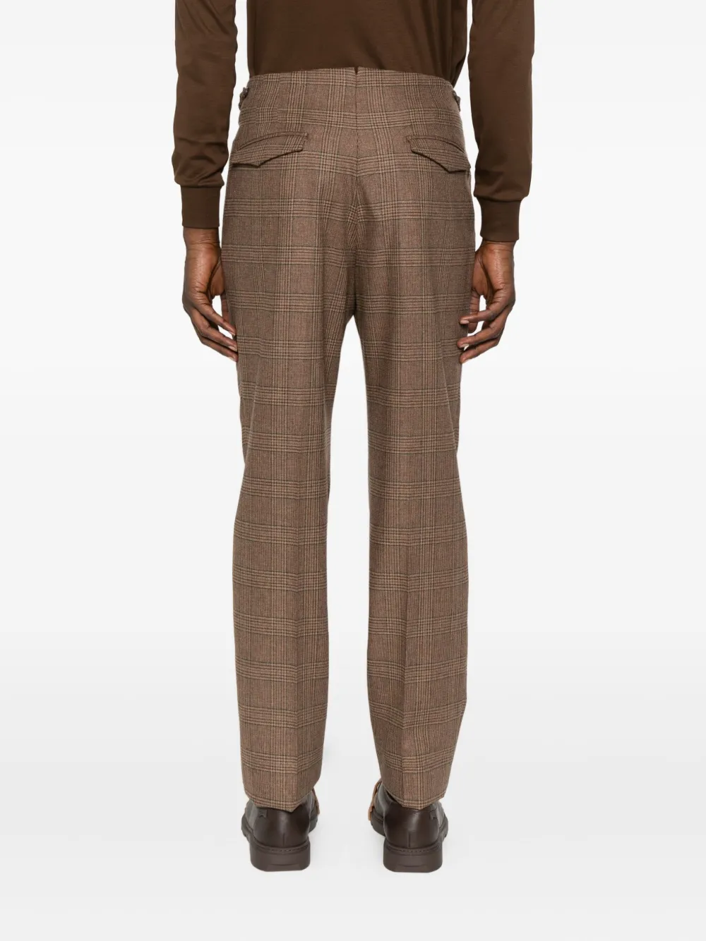 Incotex Geruite plooibroek Bruin