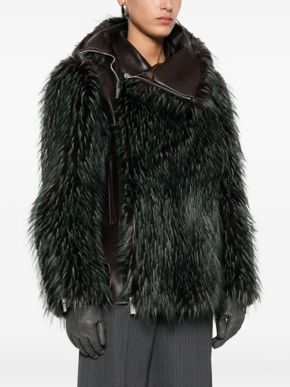 sacai Jack met vlakken Bruin