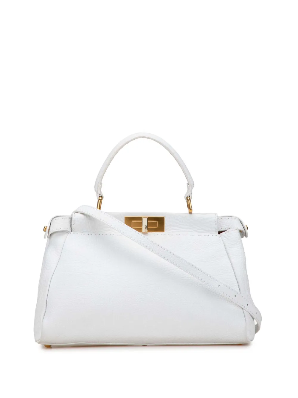 Fendi Pre-Owned 2000-2010 Medium Pebbled Leather Peekaboo satchel | White | Image 1
