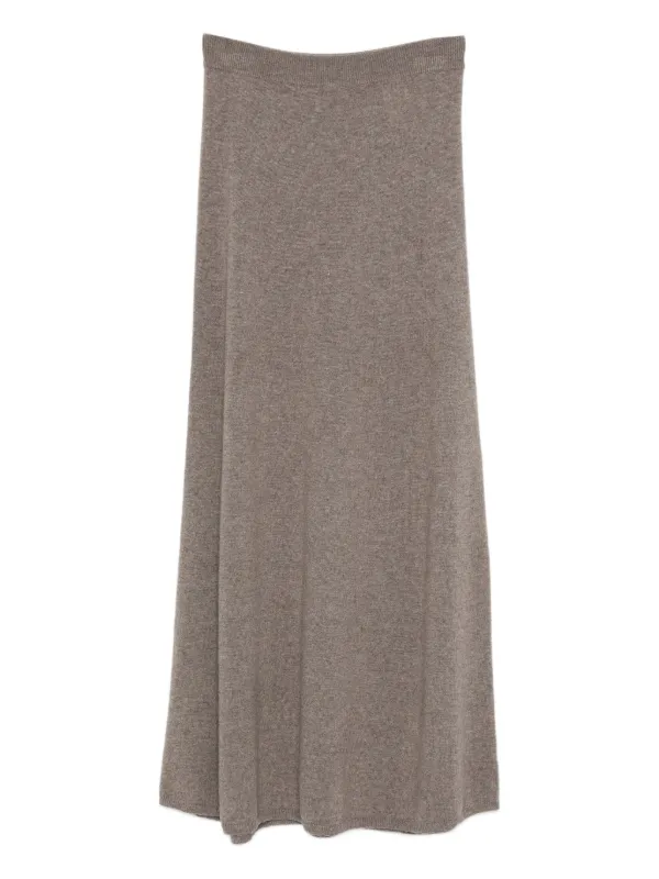 Lisa Yang Ribbed-trim Cashmere Skirt in Neutrals