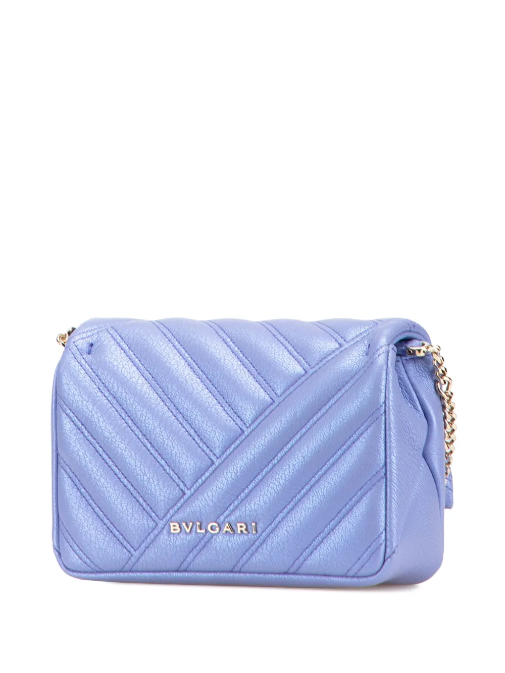 Pre-owned Bvlgari 2010-2025 Leather Serpenti Cabochon Chain Crossbody Bag In Purple