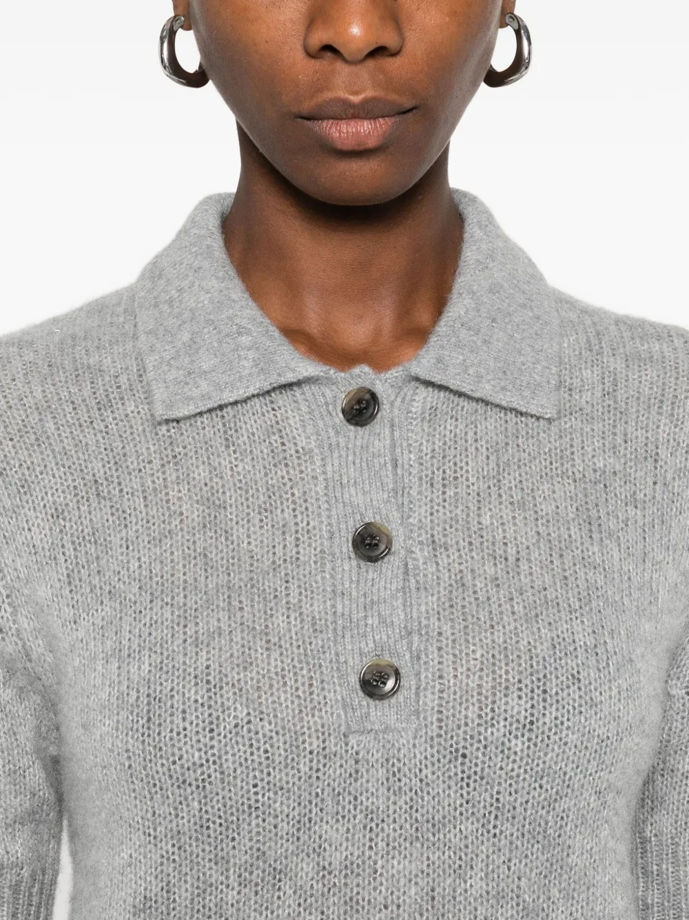 Lisa Yang Polo Button Sweater In Gray