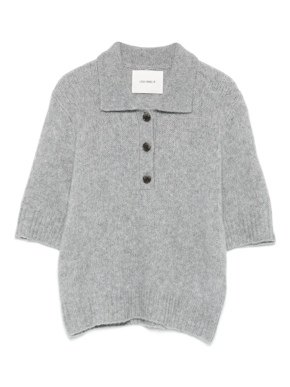 Lisa Yang Polo Button Sweater In Gray