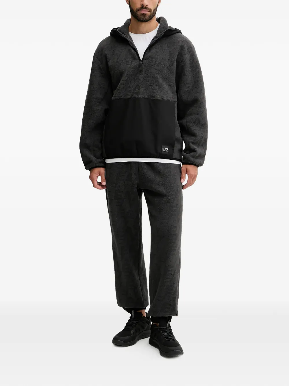 Ea7 Half-zip Hoodie In Black