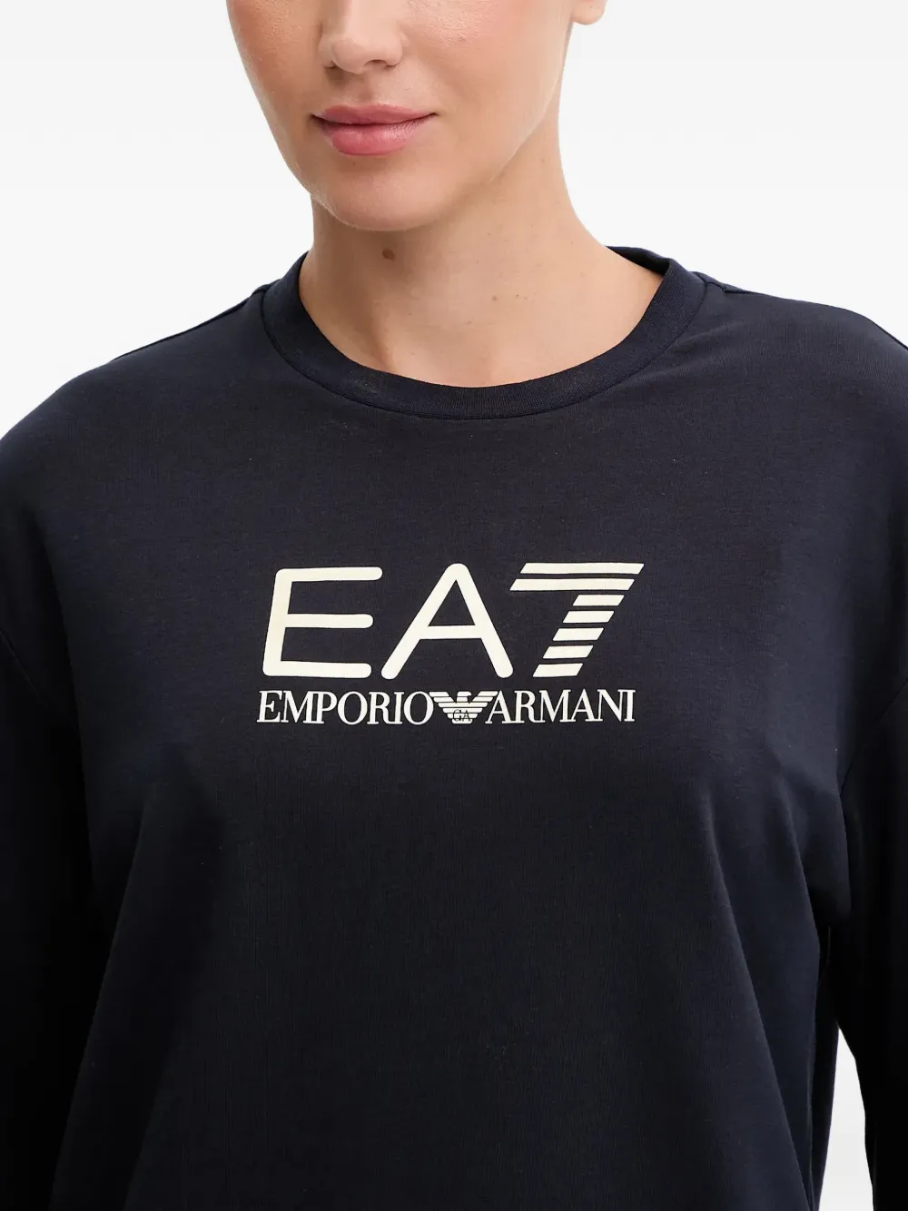 Ea7 Crew-neck Long-sleeve Sweatshirt In Blue