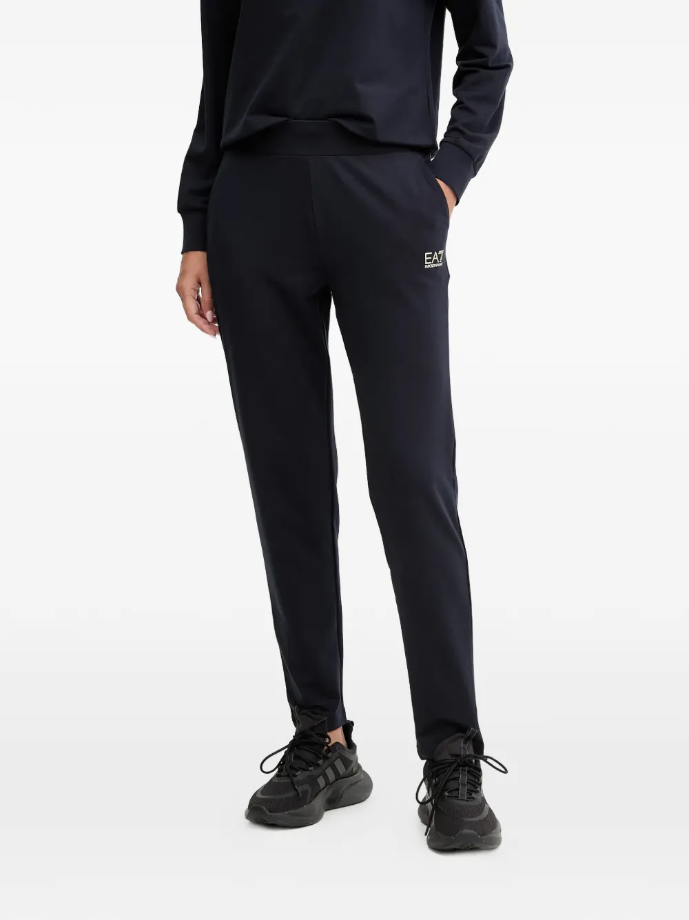 Ea7 Crew-neck Long-sleeve Sweatshirt In Blue