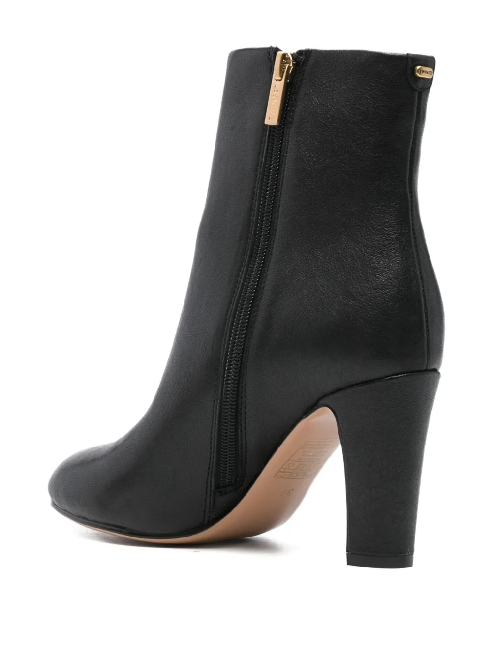 Twinset Smooth Leather Ankle Boots In Multi