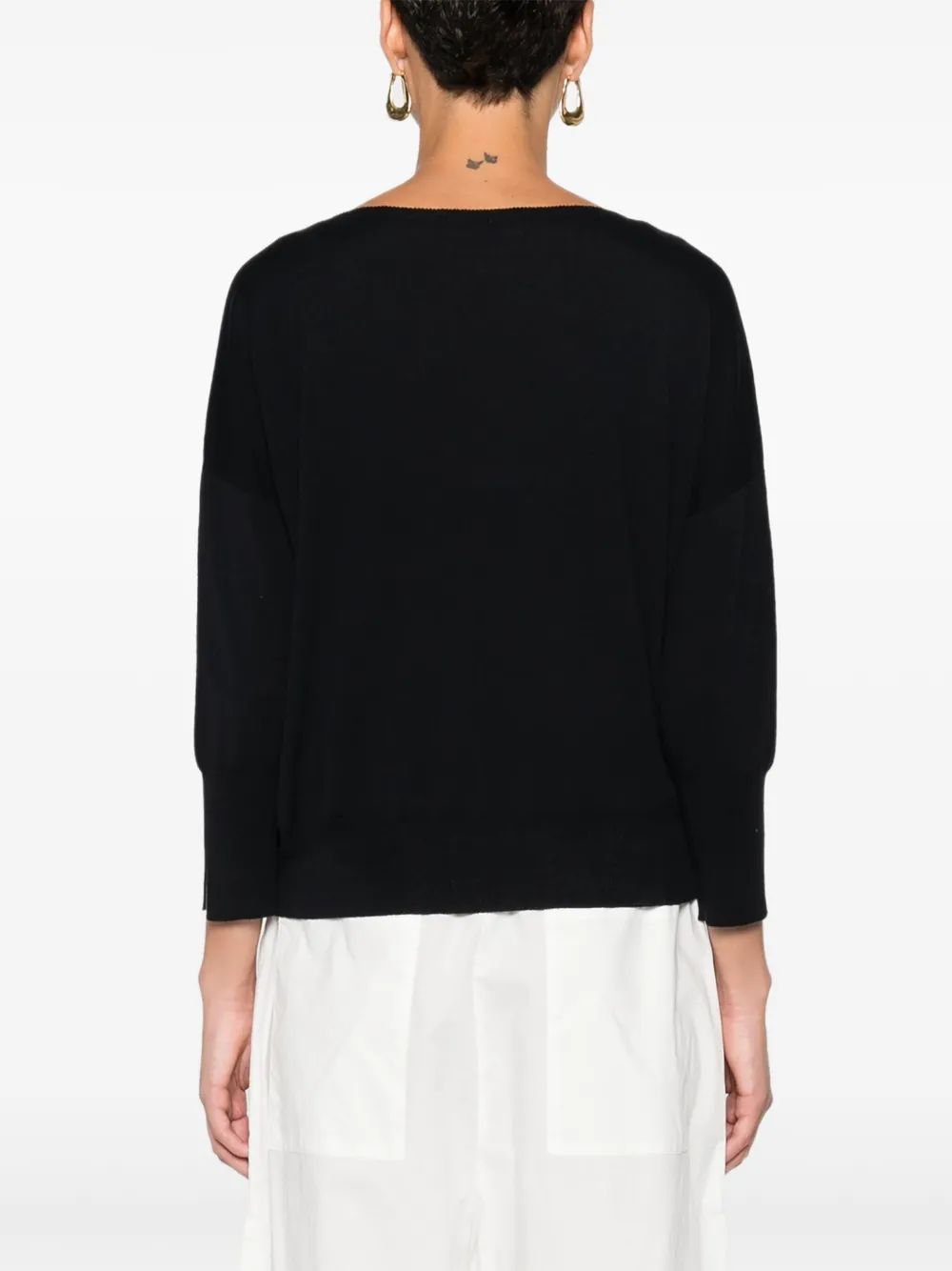 Incotex Trui met cropped mouwen en boothals Zwart