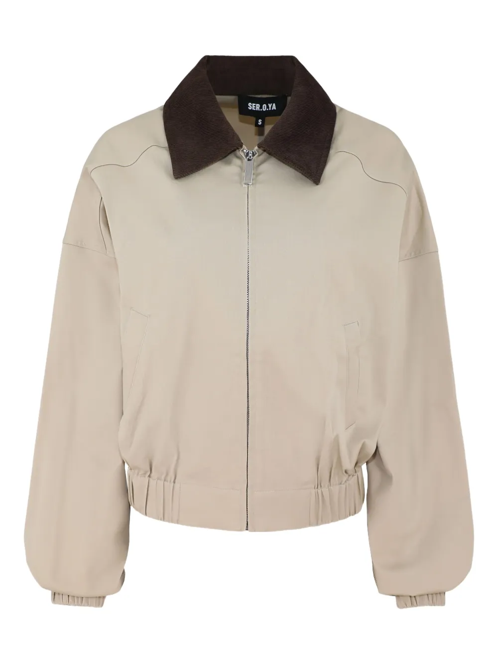 Seroya contrast-collar zip-up jacket | Neutrals | Image 1