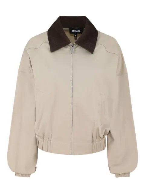 Seroya contrast-collar zip-up jacket
