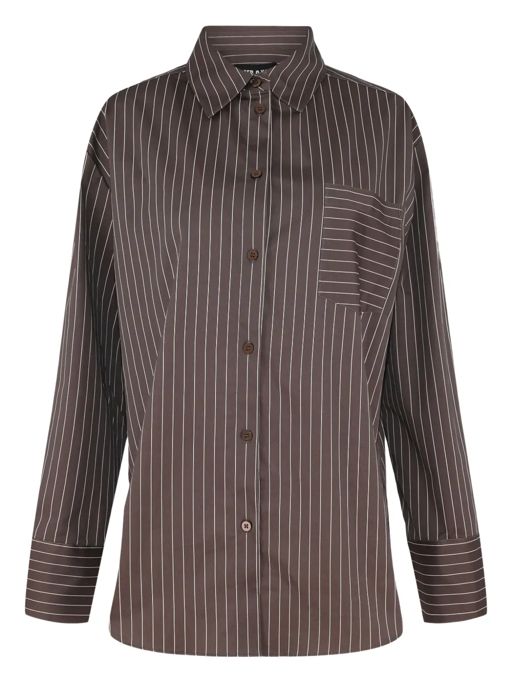 Ser.o.ya Pinstripe-pattern Button-down Shirt In Brown