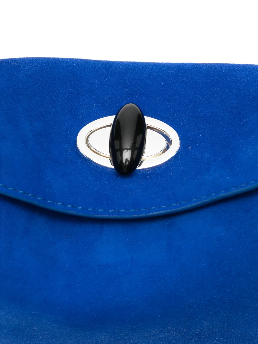 Christopher Esber Turnlock Suede Mini Hand Bag In Blue Suede In Blue