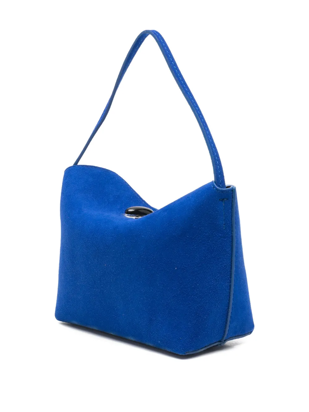 Christopher Esber Turnlock Suede Mini Hand Bag In Blue Suede In Blue