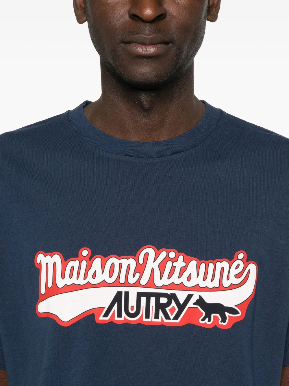 Maison Kitsuné T-shirt met logoprint Blauw
