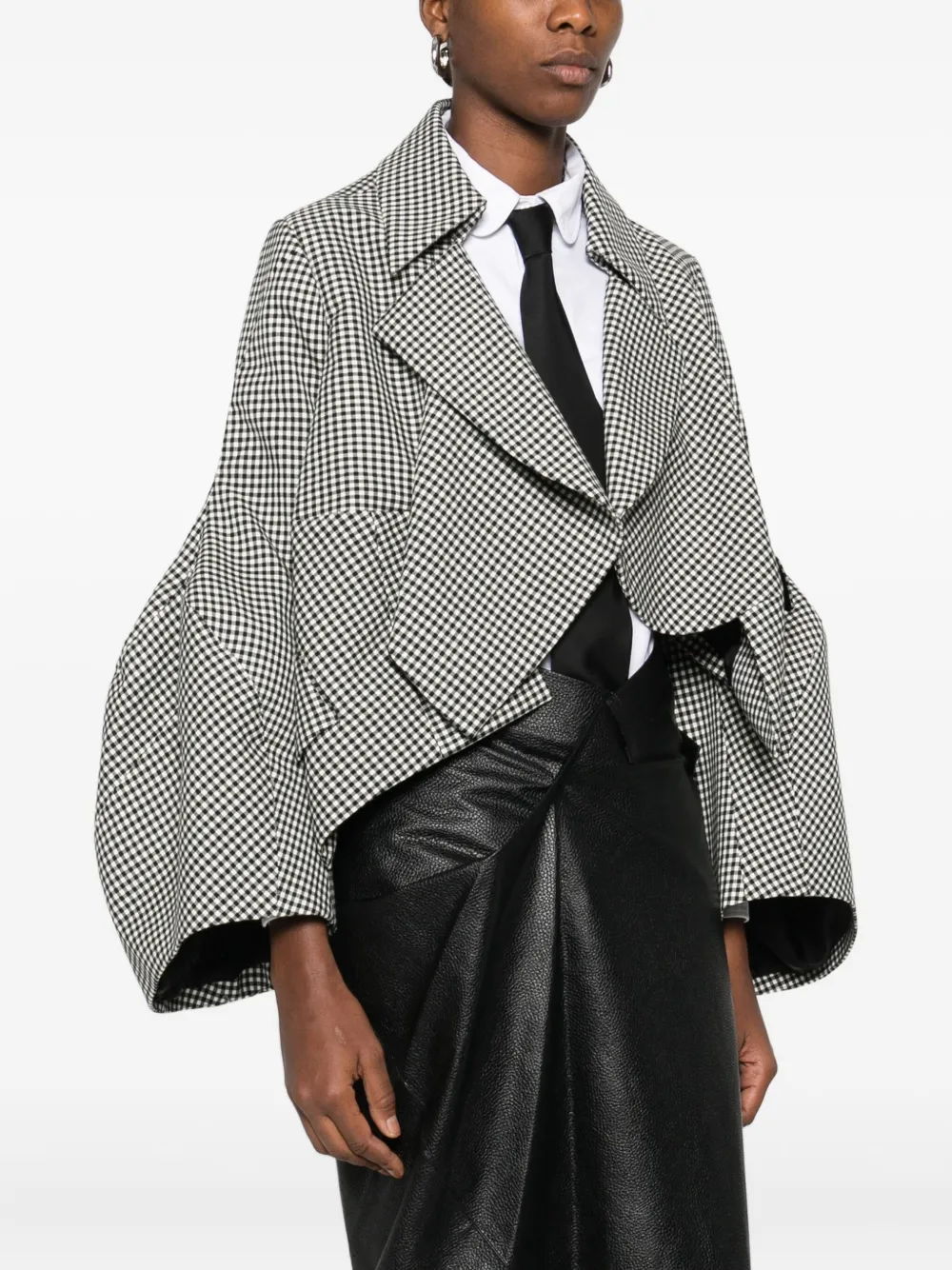 Comme Des Garçons Asymmetric Wool Jacket With Cropped Fit In White