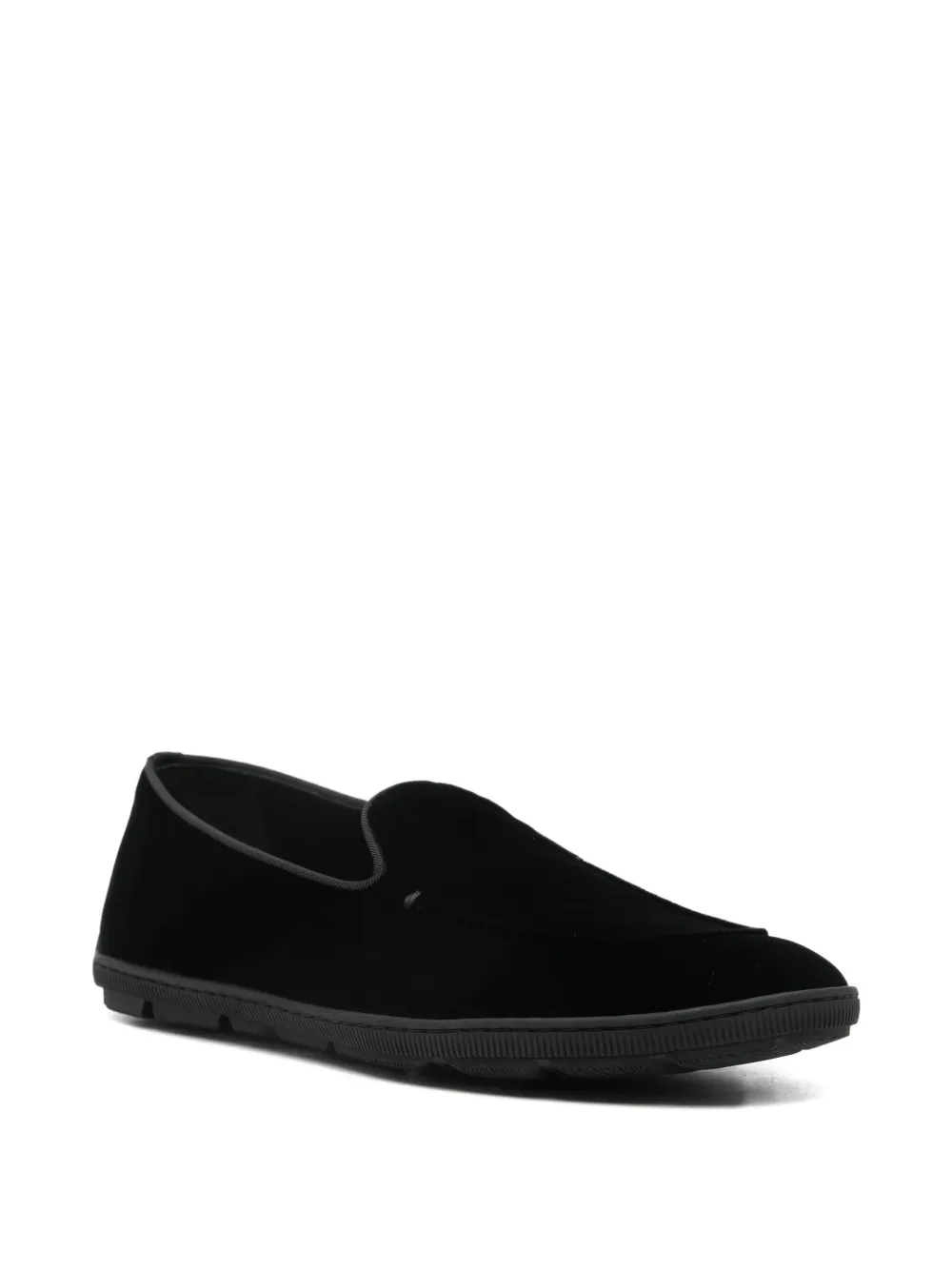 Giorgio Armani Fluwelen slip-on sneakers Zwart