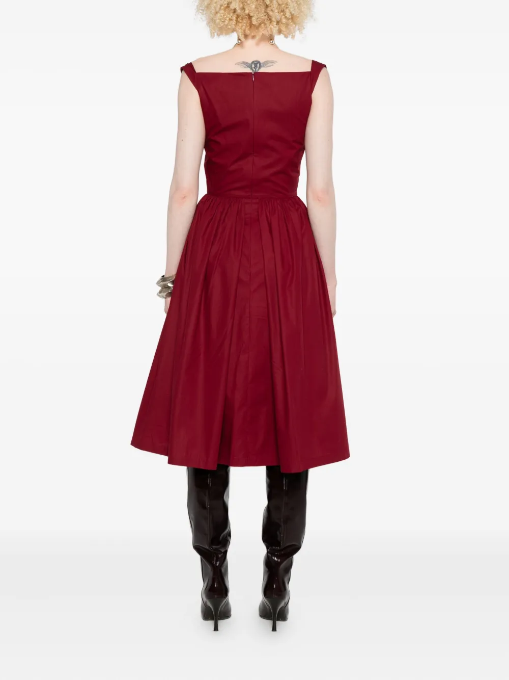 Vivienne Westwood Mens Carmine Sunday Draped Cotton-poplin Midi Dress In Burgundy