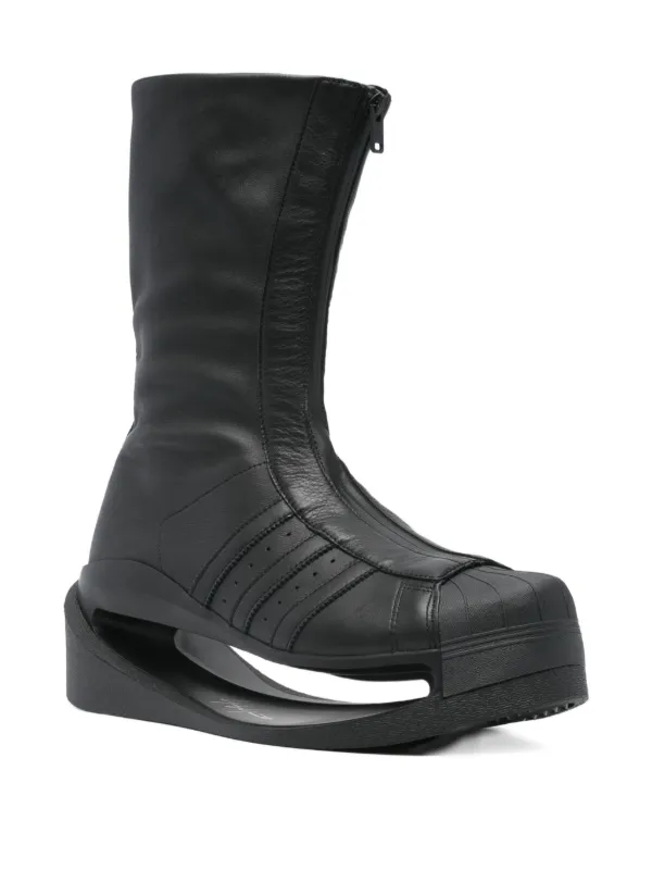 Ｙ③ Y-3 zip-front Platform Boots | Black | FARFETCH RO
