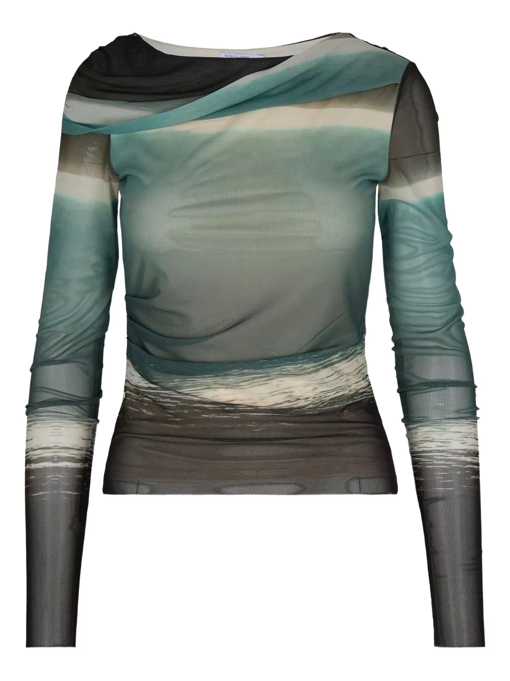 Patrizia Pepe Seascape-print Mesh T-shirt In Multi