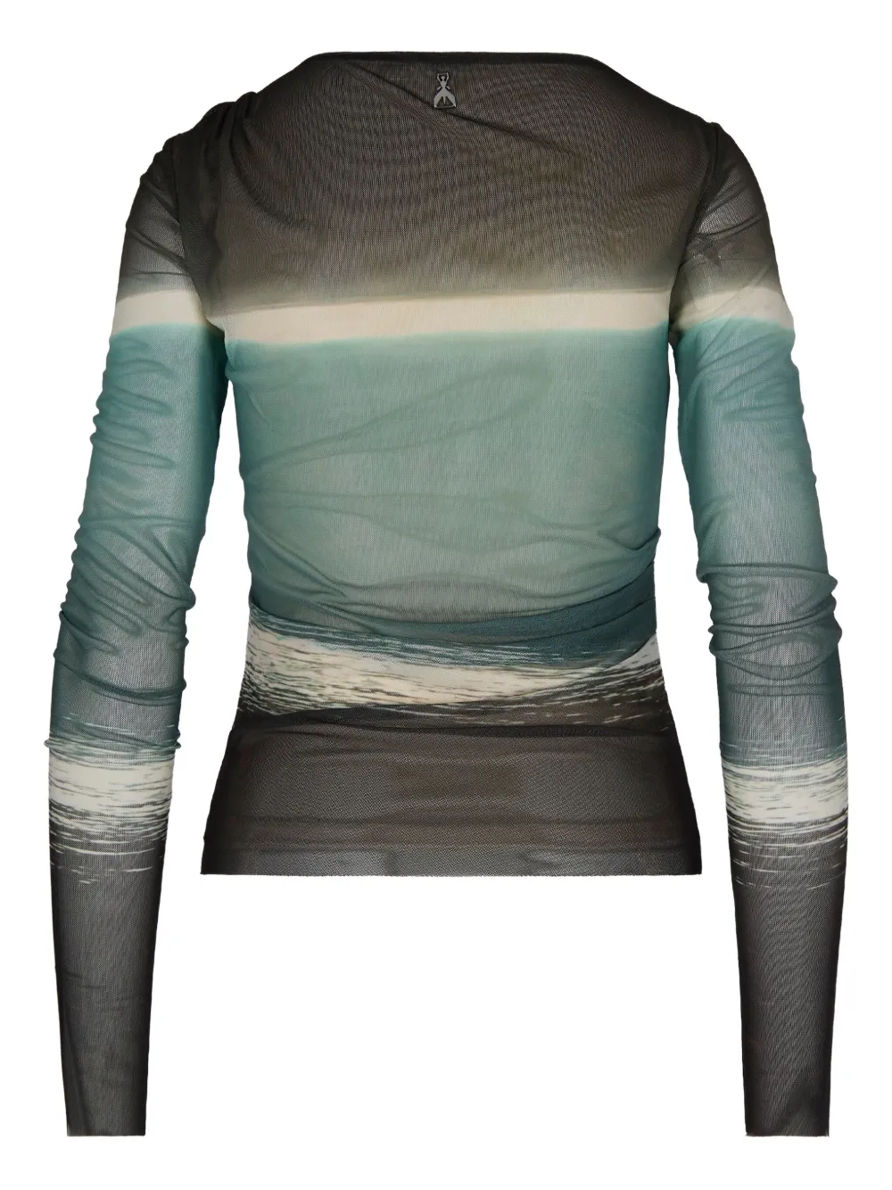 Patrizia Pepe Seascape-print Mesh T-shirt In Multi