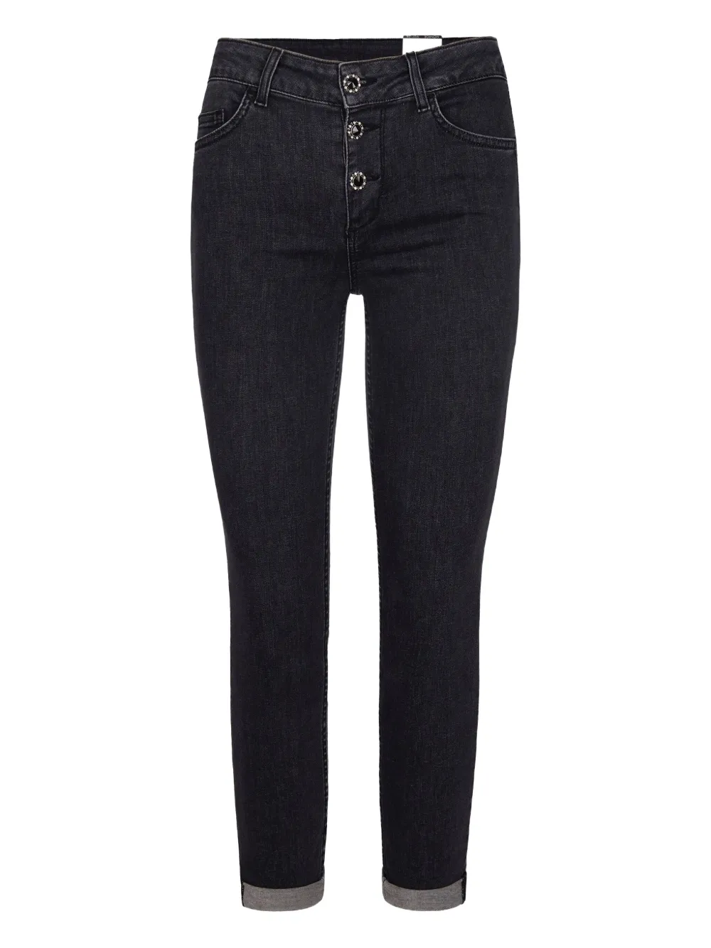 Liu •jo Skinny Jeans With Cuffs In Dark Gray In Blue