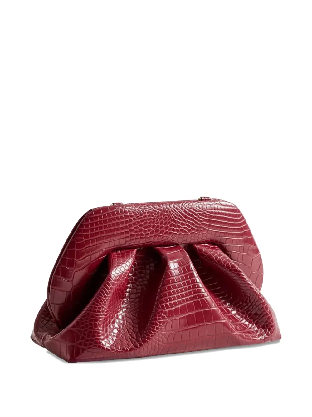 Themoirè Tia Crocodile-effect Clutch Bag In Red