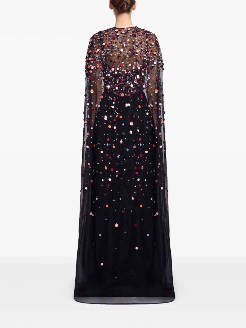 Elie Saab Sequin-embellished Cape In Black
