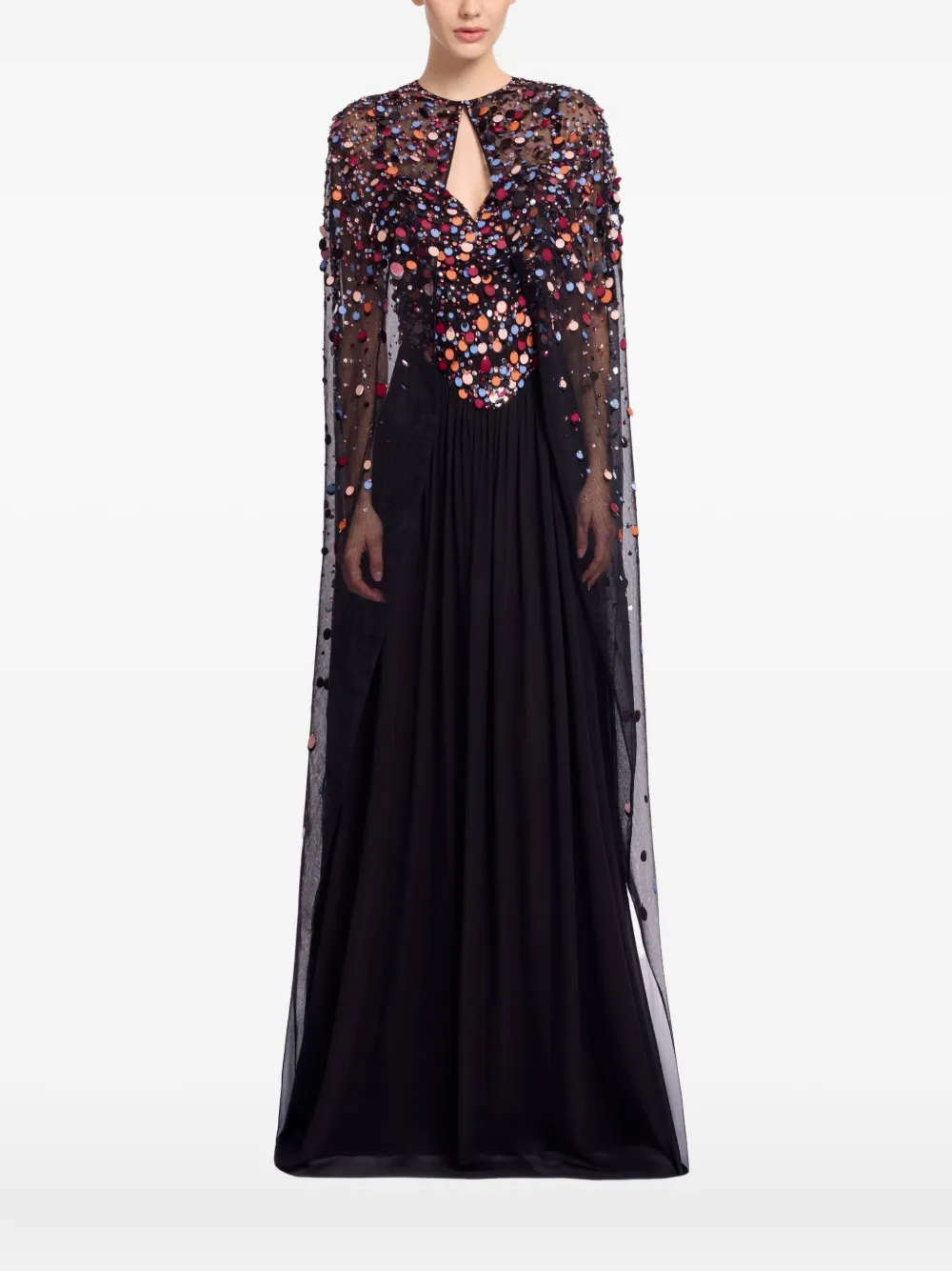 Elie Saab Sequin-embellished Cape In Black