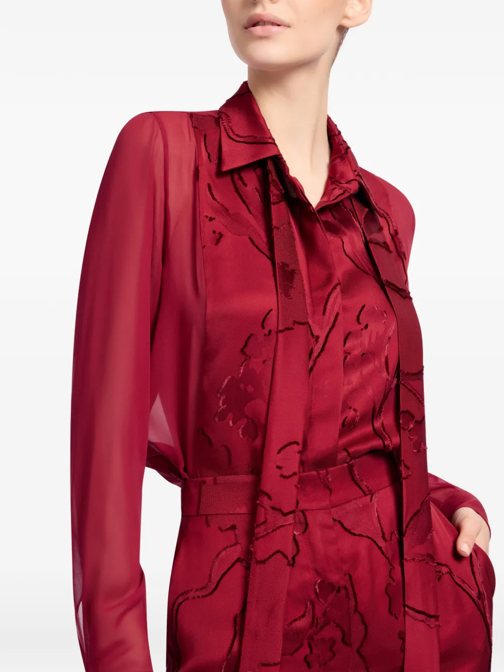 Elie Saab blouse met jacquard Rood