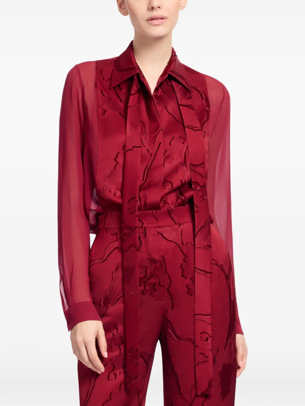  Elie Saab Long-sleeve Jacquard Shirt - Red 