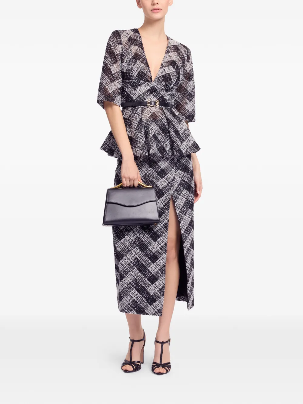 Elie Saab chevron peplum blouse - Grijs