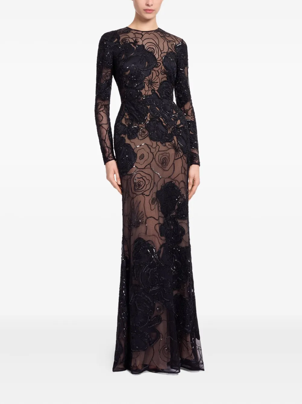 Elie Saab bead-embellished maxi dress - Zwart