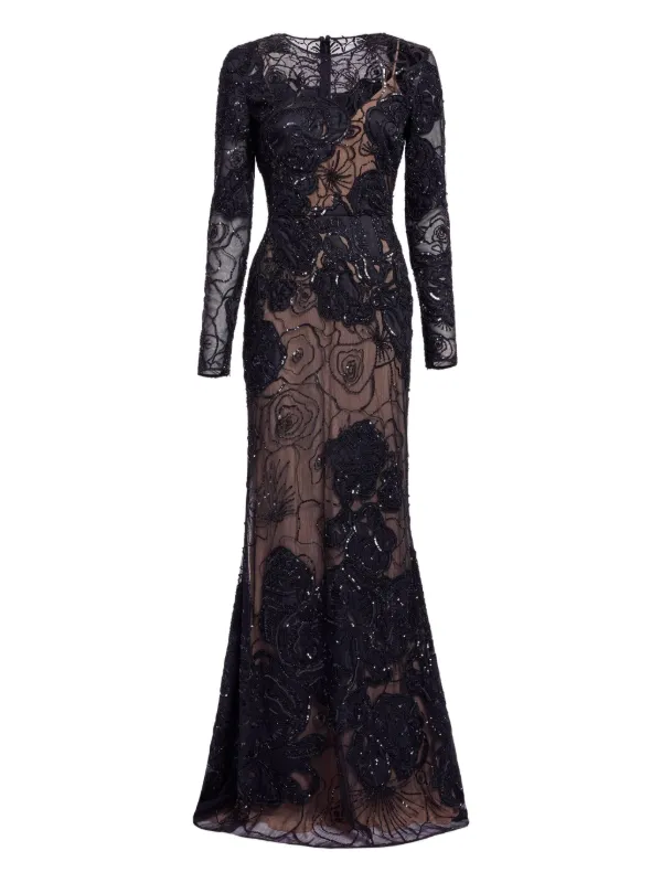 chinese dress ladies Bead Embroidered Long Dress – ELIE SAAB