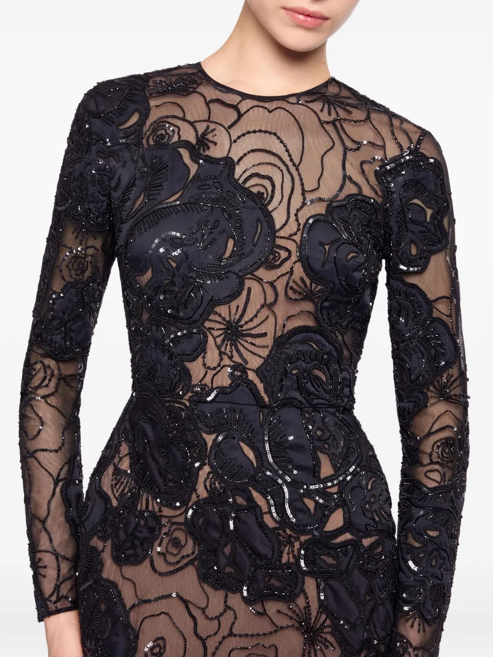 Elie Saab Bead-embellished Maxi Dress In Black