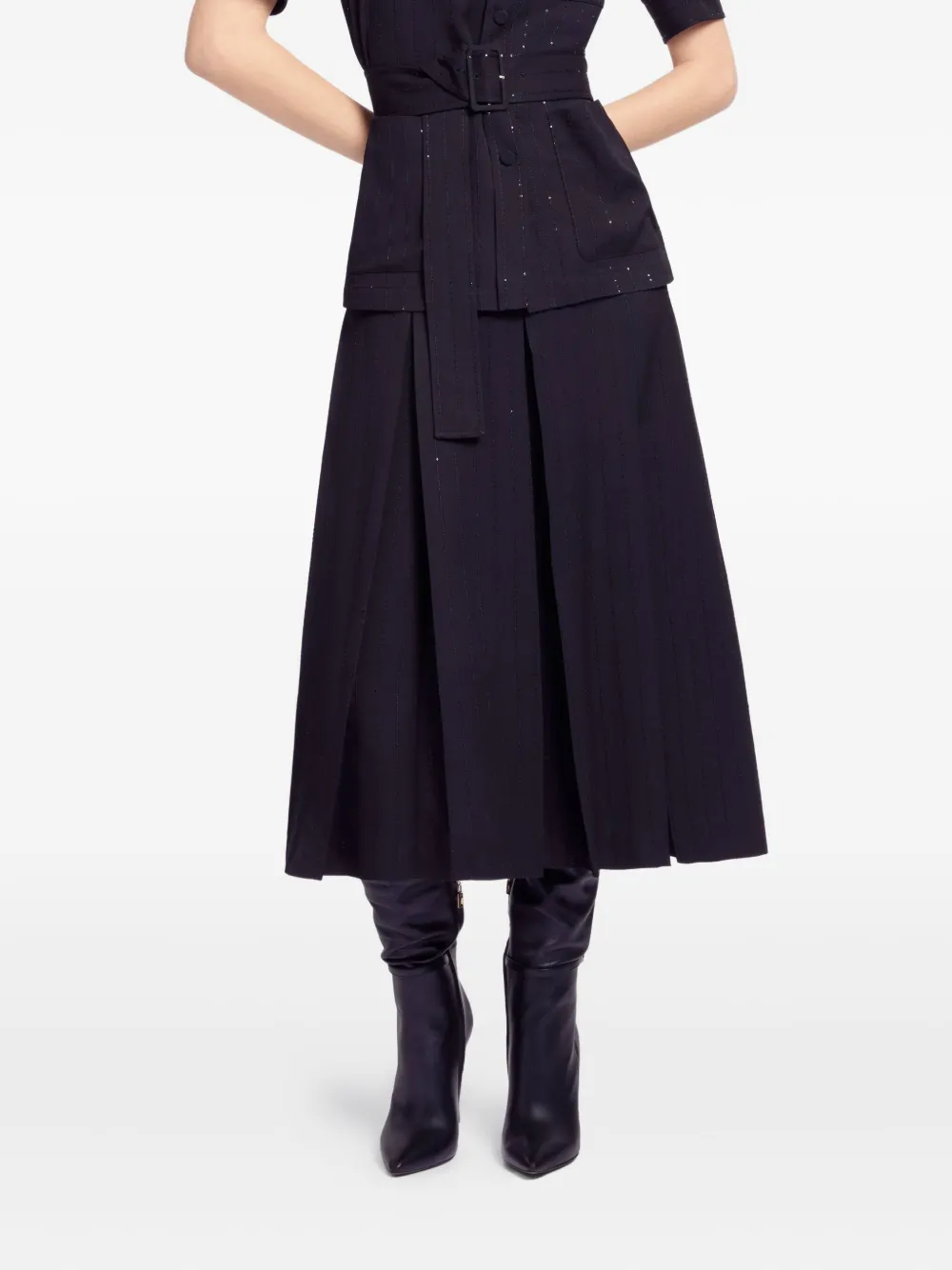 Elie Saab Crêpe rok met krijtstreep Zwart