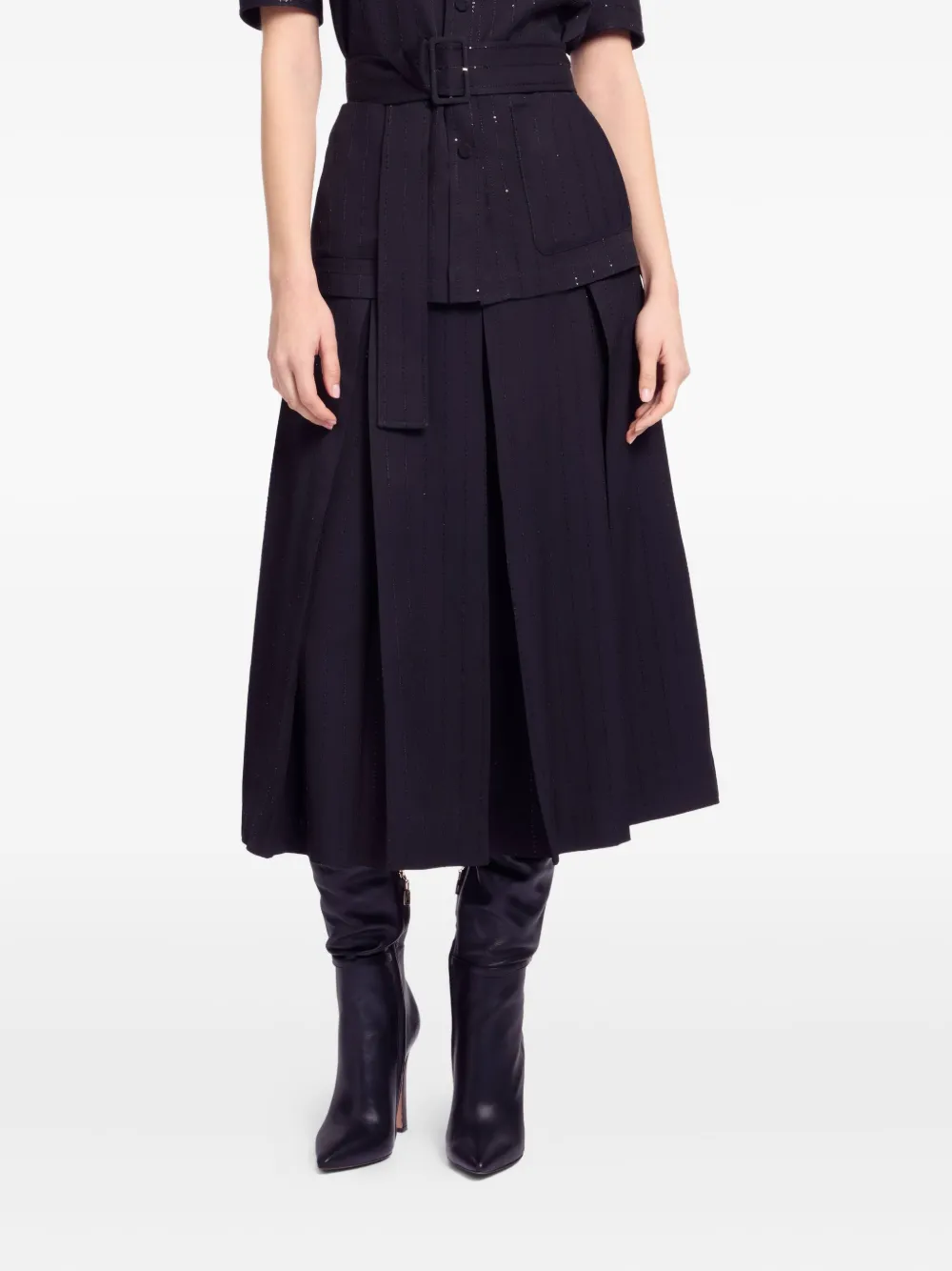 Elie Saab Crêpe rok met krijtstreep Zwart