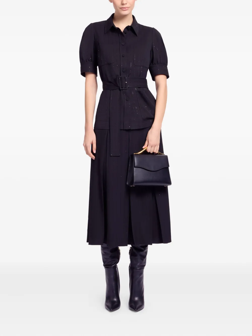 Elie Saab pinstriped crepe skirt - Zwart