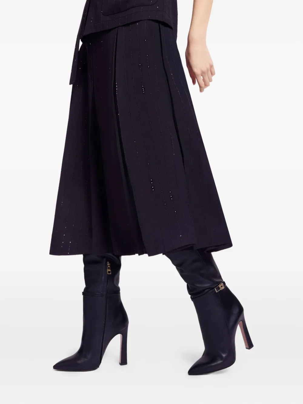 Elie Saab Crêpe rok met krijtstreep Zwart