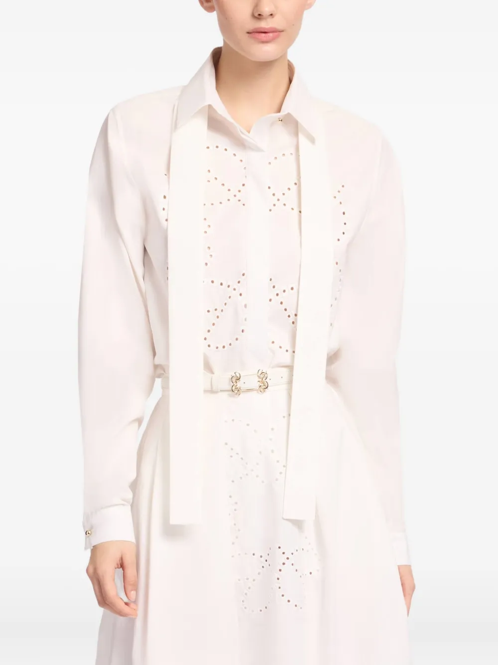 Elie Saab blouse met geborduurd monogram Beige