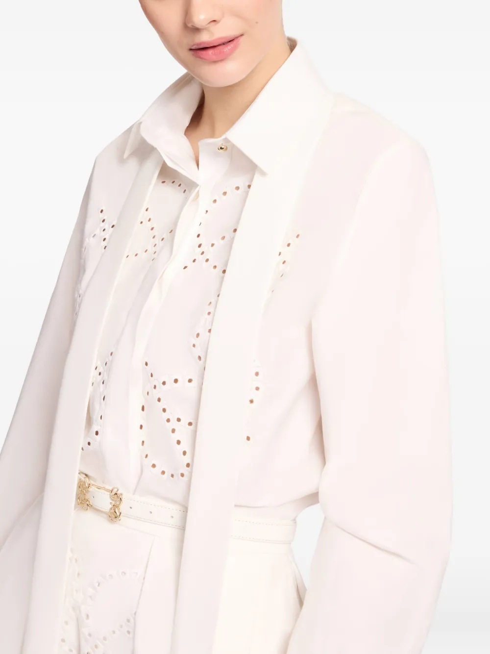 Elie Saab blouse met geborduurd monogram Beige