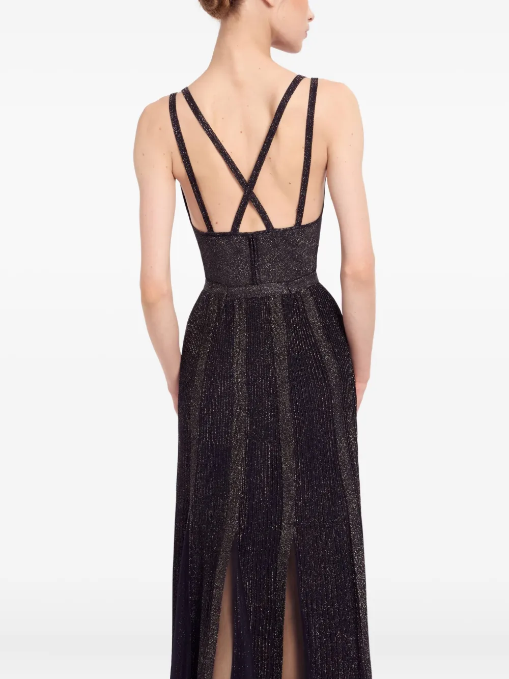 Elie Saab Metallic Knitted Body In Black